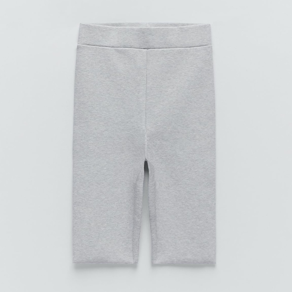 Zara Ribbed High Waist Grey Biker Shorts